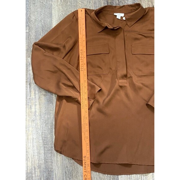 J Jill Soft Luxe Utility Popover Modal Brown Women's Medium - Picture 7 of 9